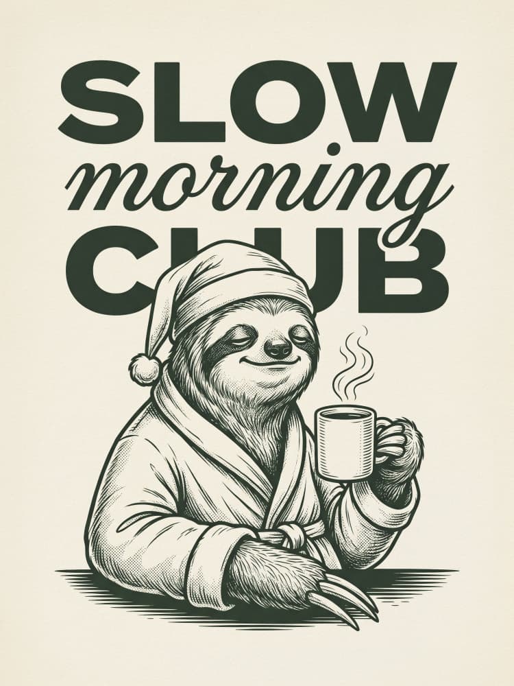 Slow Morning Club Sloth by Andreas Magnusson — canvas wall art