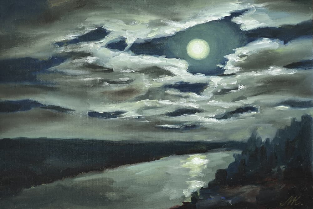 Moonlit River Serenity by Marina Kozyr — canvas wall art