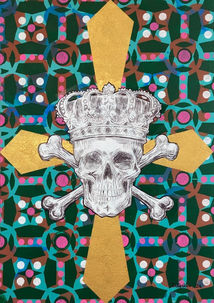 Regal Skull Cross by David Galan — canvas wall art