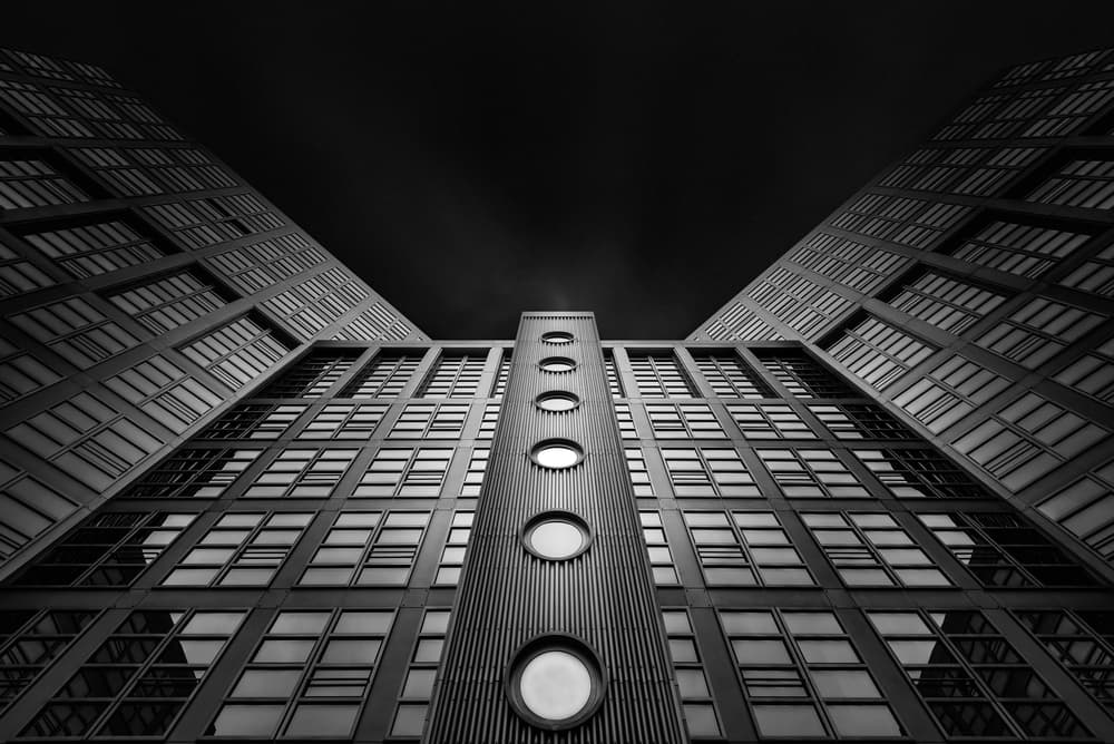 Geometric City Skyscraper by Oscar Lopez — canvas wall art