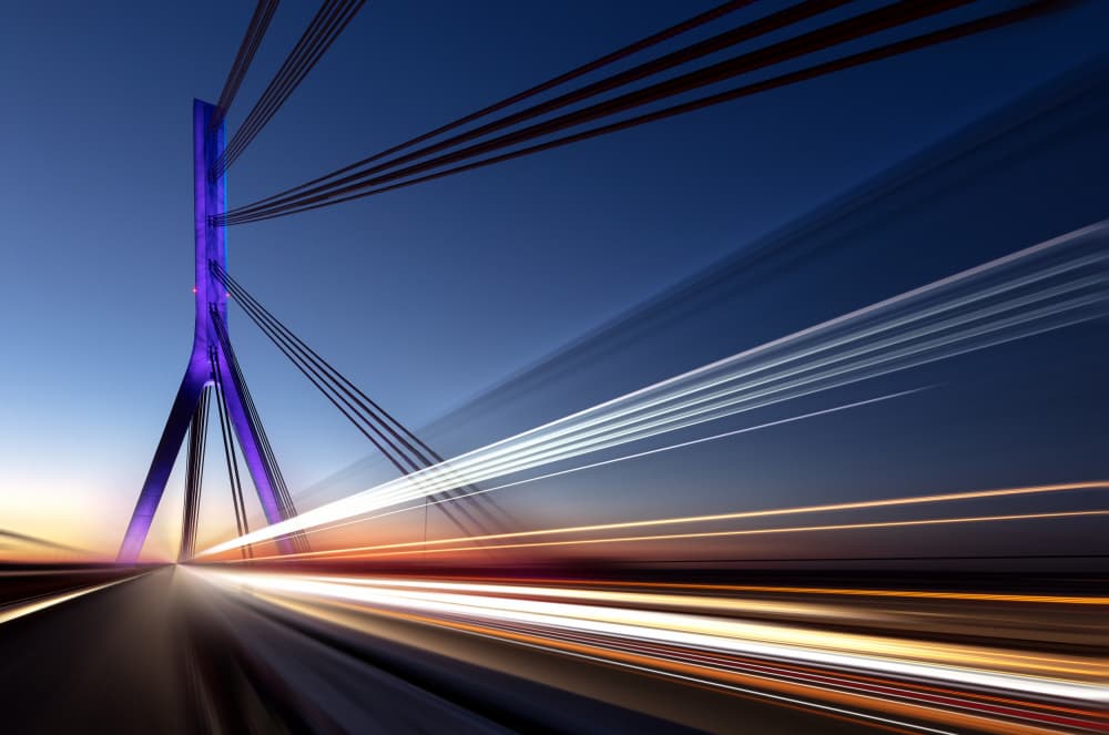 Dynamic Bridge Light Trails by Erhard Batzdorf — canvas wall art