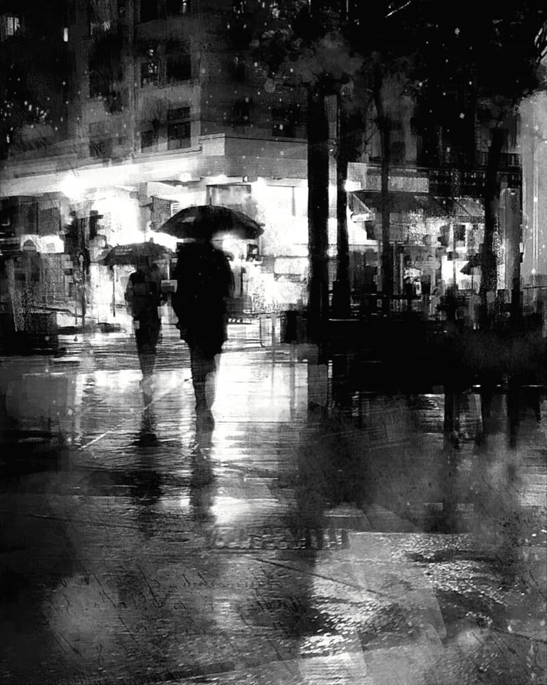 Rainy City Night by Lammakmak — canvas wall art