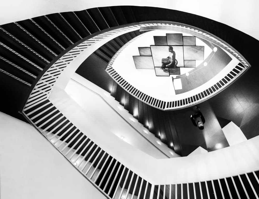 Geometric Spiral Staircase by Louie Luo — canvas wall art