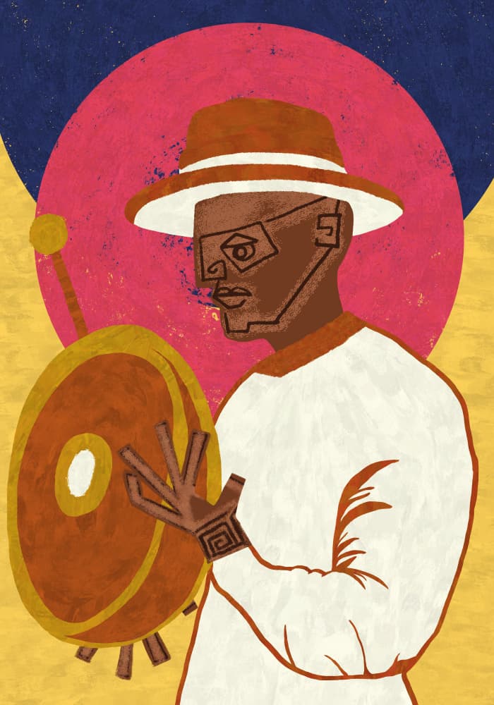Soulful Drummer Portrait by Gulcihan Ozguc — canvas wall art