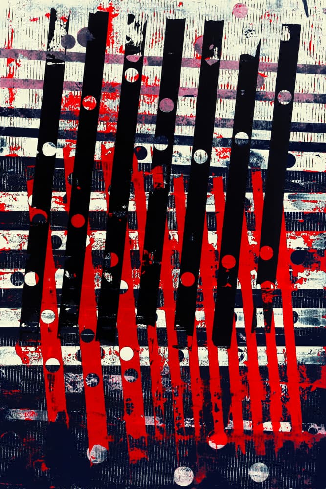 Grunge Red Black Stripes by Petr Strnad — canvas wall art