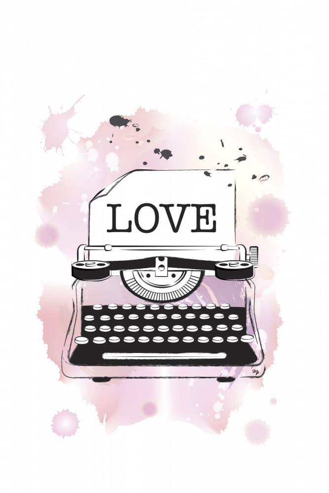 Love Typewriter Splash by Martina — canvas wall art