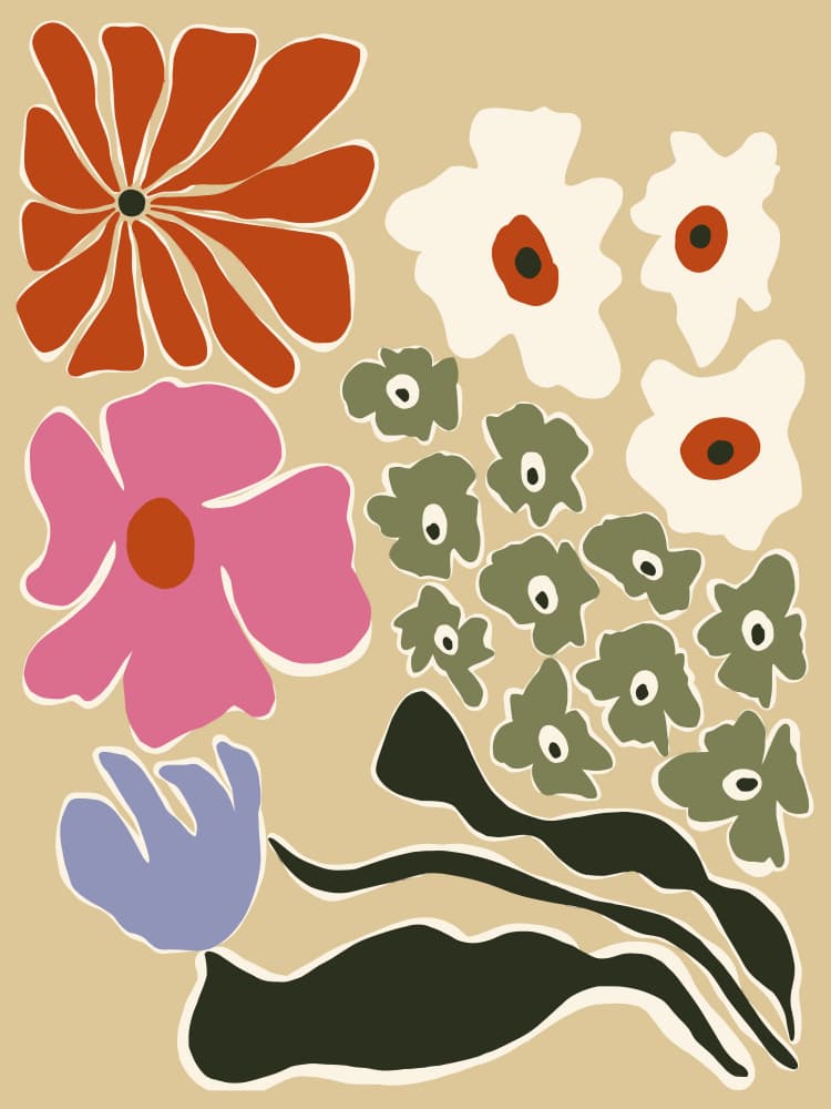 Colorful Abstract Flowers by Miho Art Studio — canvas wall art