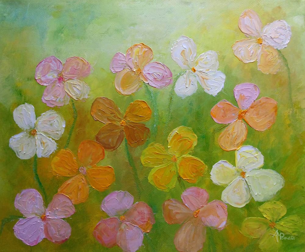 Colorful Spring Blooms by Angeles M. Pomata — canvas wall art