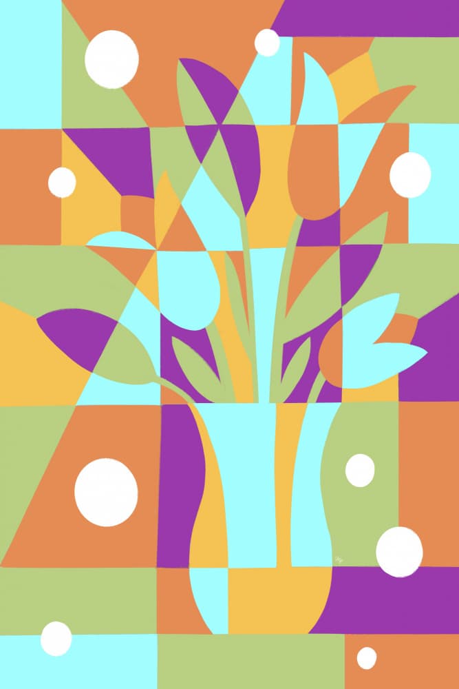 Colorful Geometric Flowers by Martina — canvas wall art