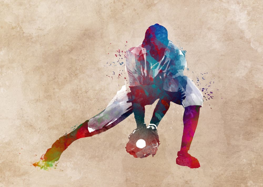 Vibrant Baseball Player by Justyna Jaszke — canvas wall art