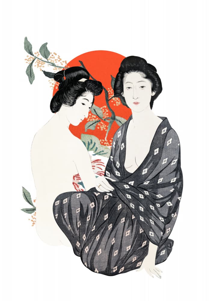 Two Japanese Beauties by Marja van den Hurk — canvas wall art