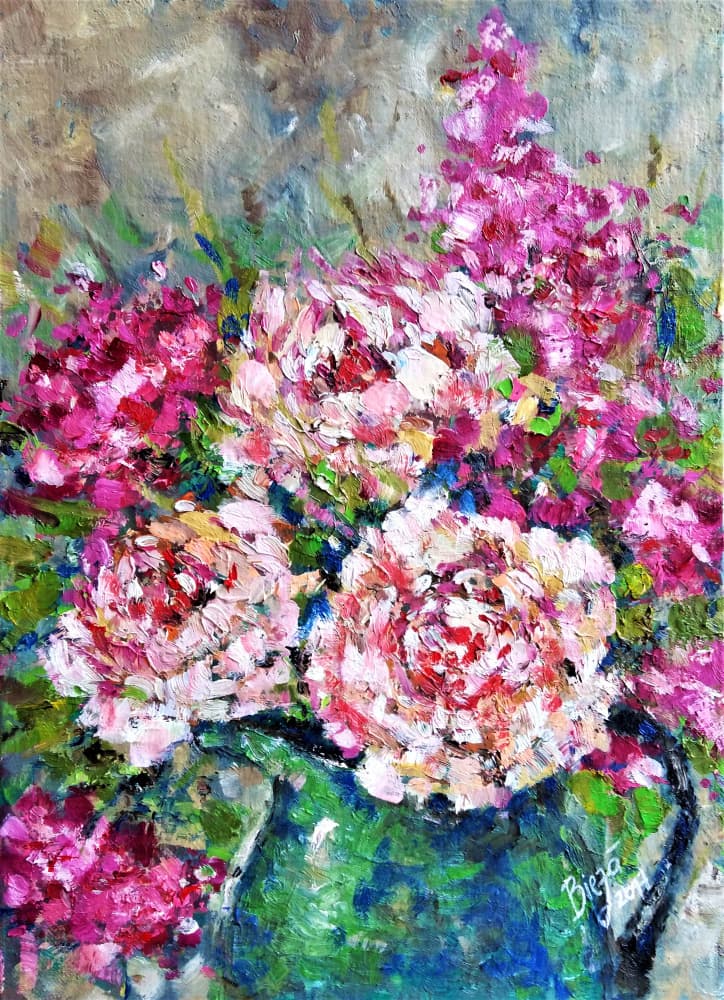Vibrant Peonies Still Life by Anda Bieza — canvas wall art