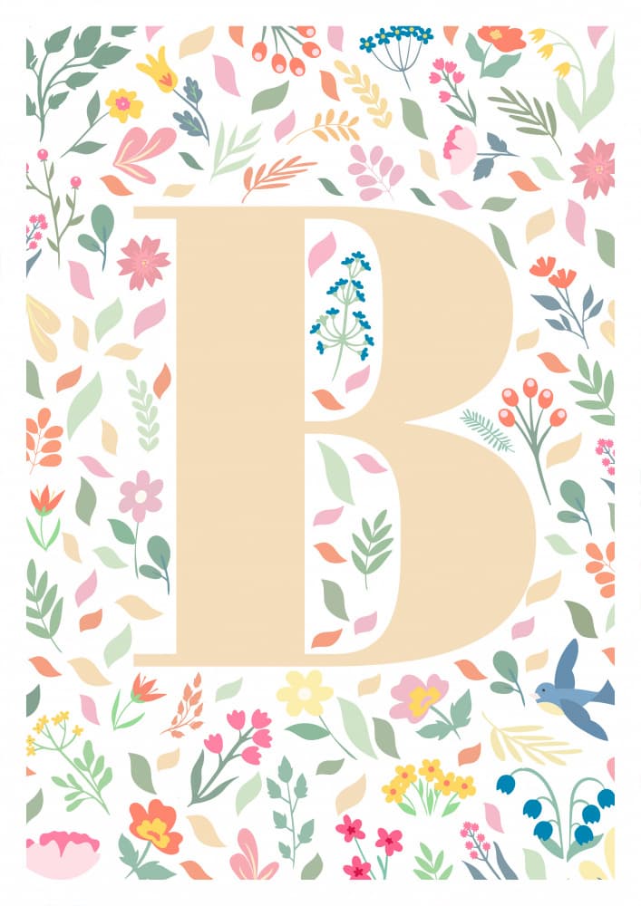 Floral Letter B by Sarah Manovski — canvas wall art
