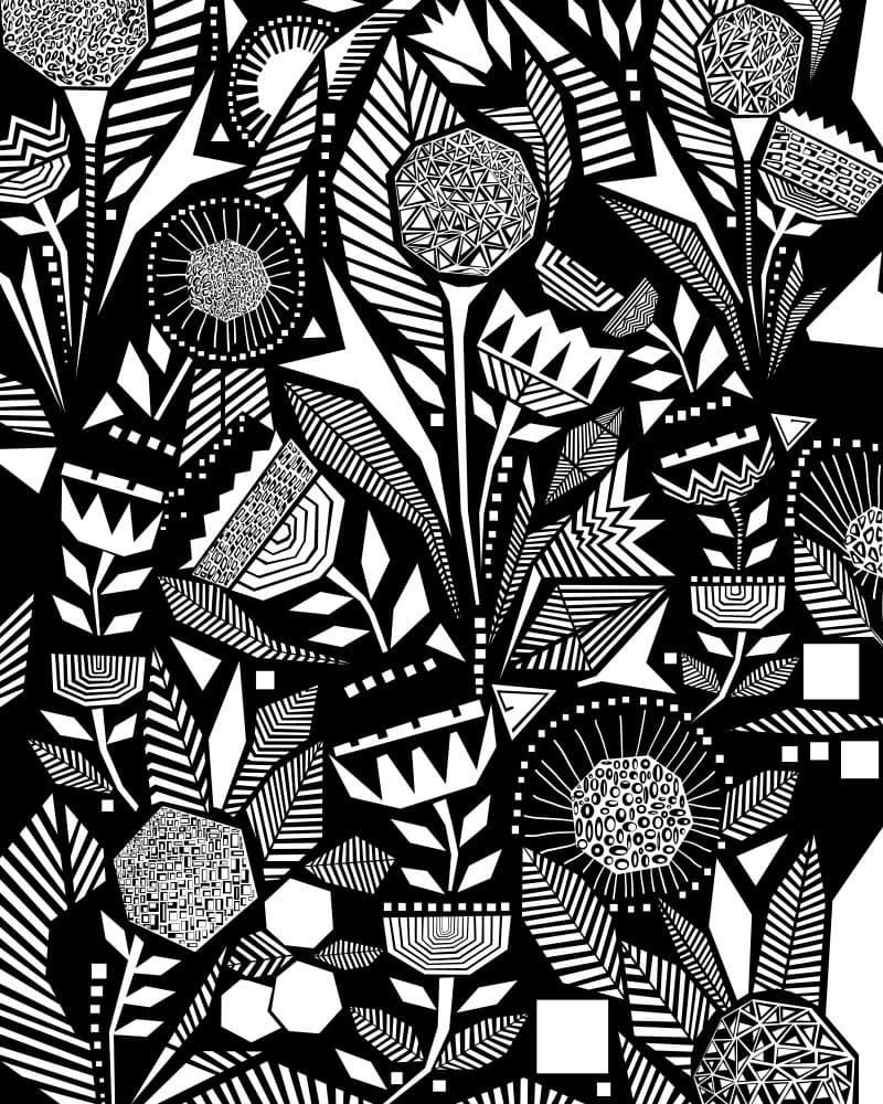 Striking Geometric Flowers by Uma Gokhale — canvas wall art