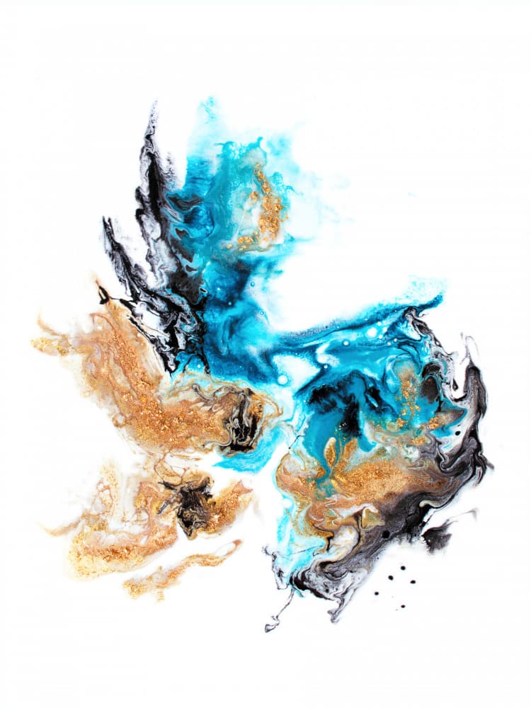 Vibrant Teal Gold Abstract by Alyson Storms — canvas wall art