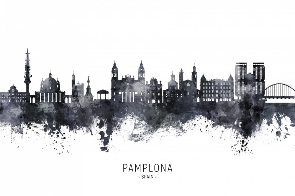 Pamplona Spain Skyline by Michael Tompsett — canvas wall art
