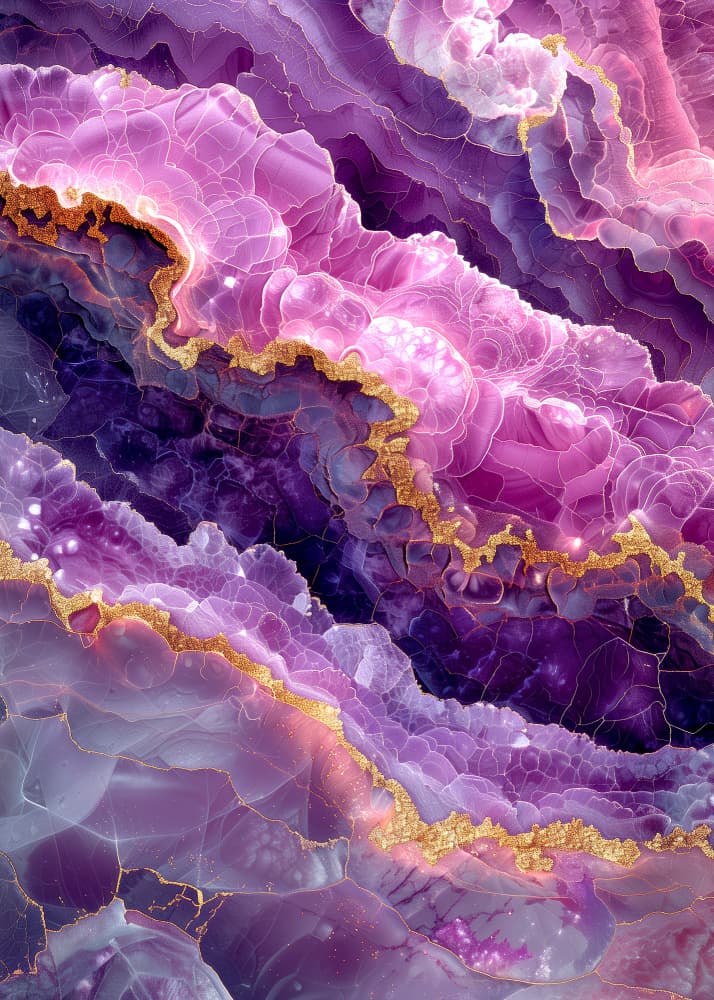 Purple Gold Agate Layers by Justyna Jaszke — canvas wall art