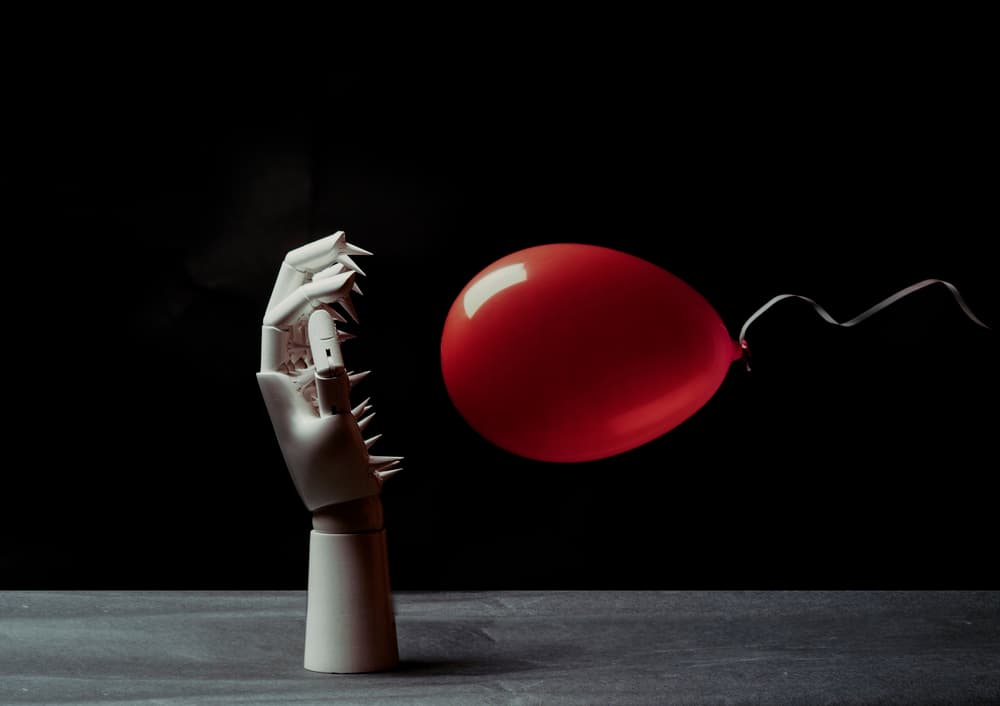 Spiked Hand Red Balloon by Dan-Stefan Susa — canvas wall art