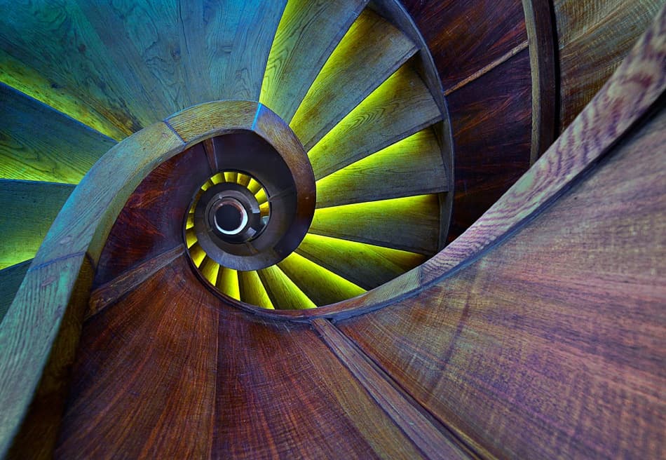 Golden Spiral Staircase by Izidor Gasperlin — canvas wall art