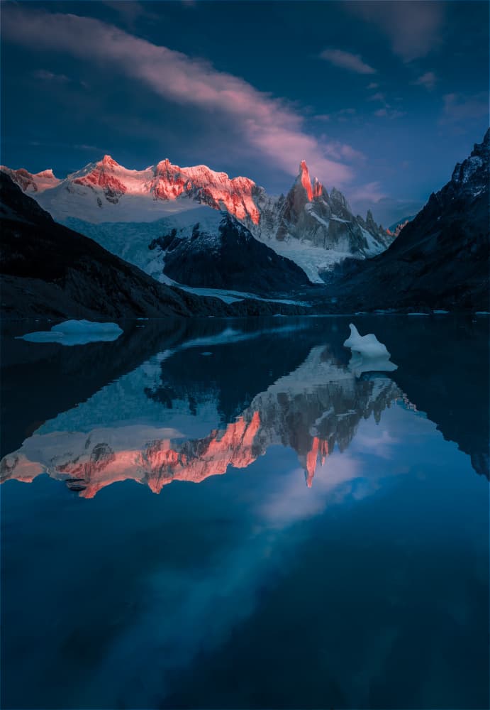 Pink Peak Reflection by Gu and Hongchao — canvas wall art