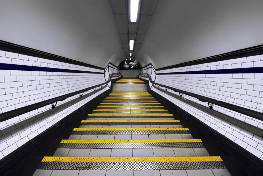 Deep Subway Staircase by Jorge Pimenta — canvas wall art