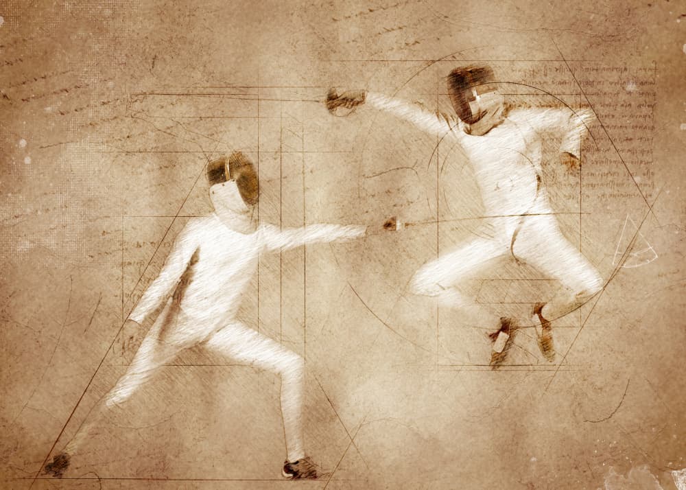 Vintage Fencing Duel by Justyna Jaszke — canvas wall art