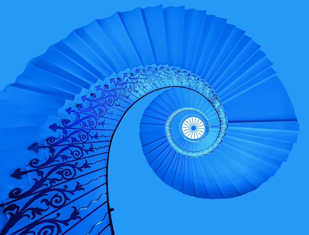 Blue Spiral Staircase by Nichole Chen — canvas wall art