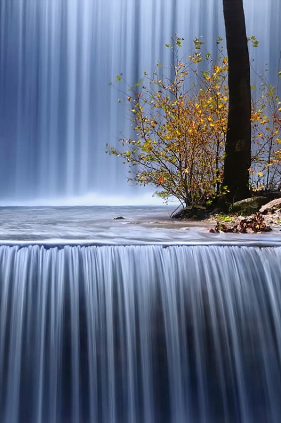 Autumn Waterfall Flow by Maria Kaimaki — canvas wall art