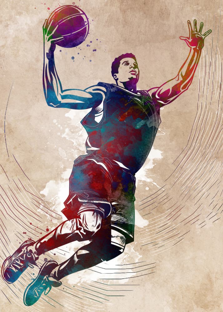 Dynamic Basketball Dunk by Justyna Jaszke — canvas wall art