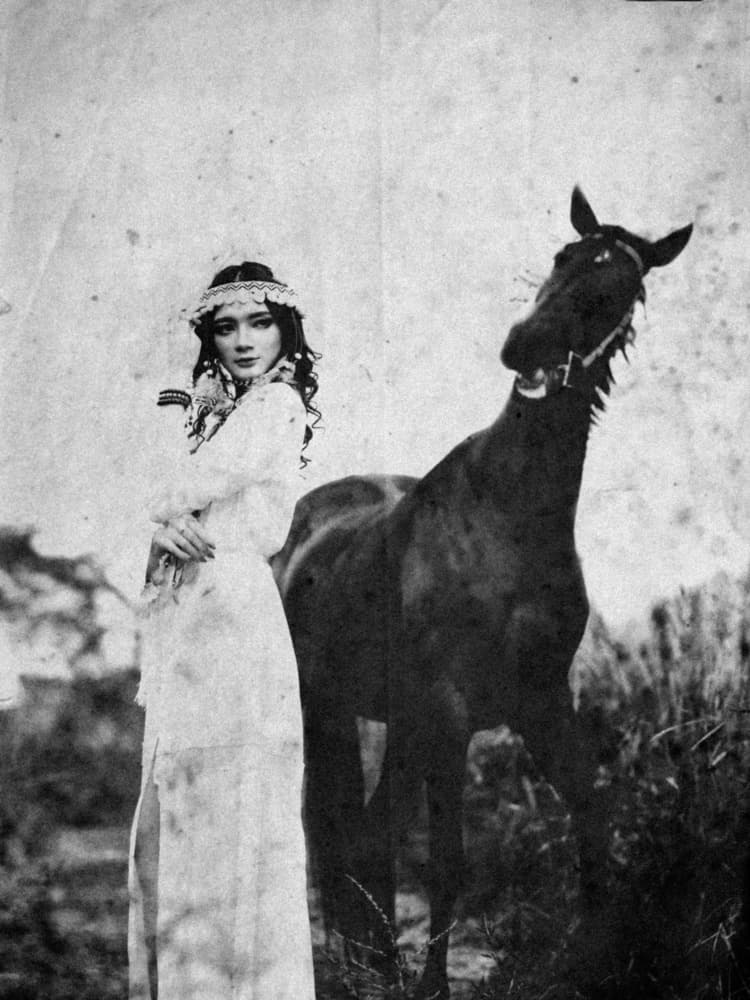Vintage Beauty and Horse by Abr Abe — canvas wall art
