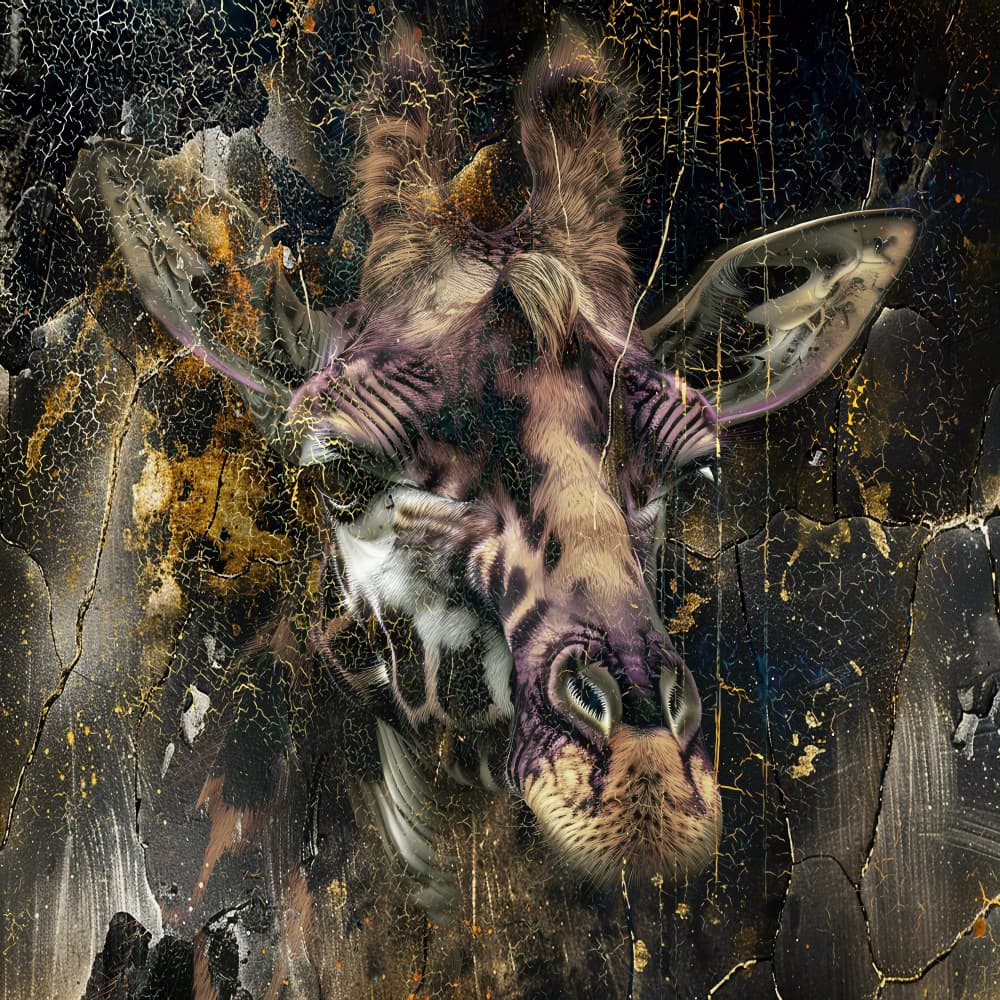Giraffe Animal Vintage Art Illustration Wallart 01 by Rafal Kulik — canvas wall art