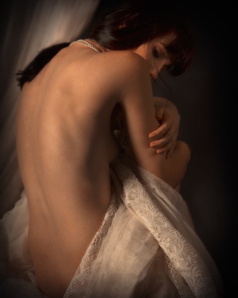 Bare Back and Pearls by Peter Elgar — canvas wall art