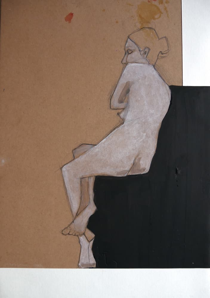 Contemplative Seated Nude by Doris Schmitz — canvas wall art