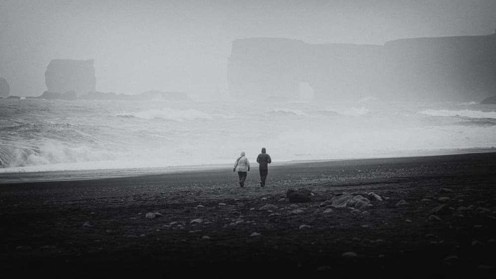 Misty Beach Walk by Wanjae Choi — canvas wall art