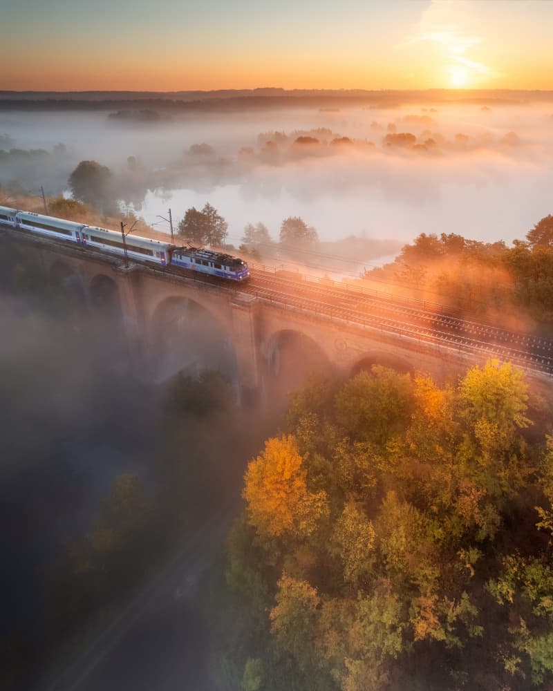 Misty Morning Train by Mariusz Guc — canvas wall art