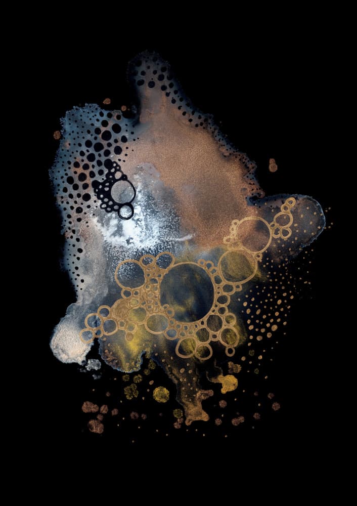 Cosmic Gold Bubbles by Amy Louise Baker — canvas wall art