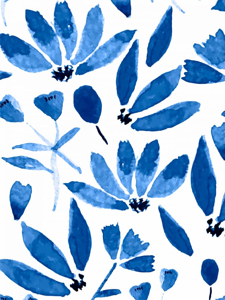 Blue Watercolor Blooms by Elizabeth C — canvas wall art