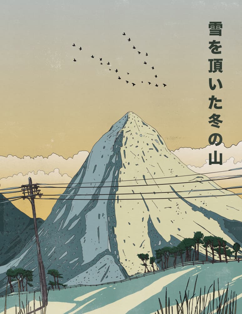 Birds Over Snowy Mountain by Nicholas — canvas wall art