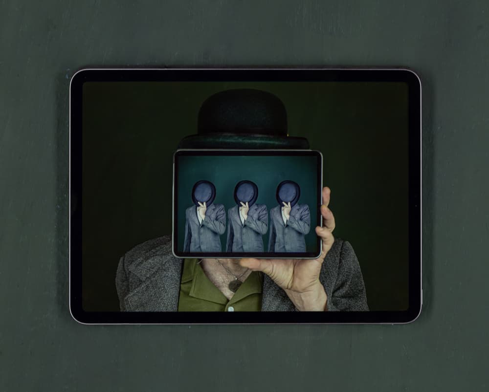 Bowler Hat Digital Reflection by Michael Allmaier — canvas wall art