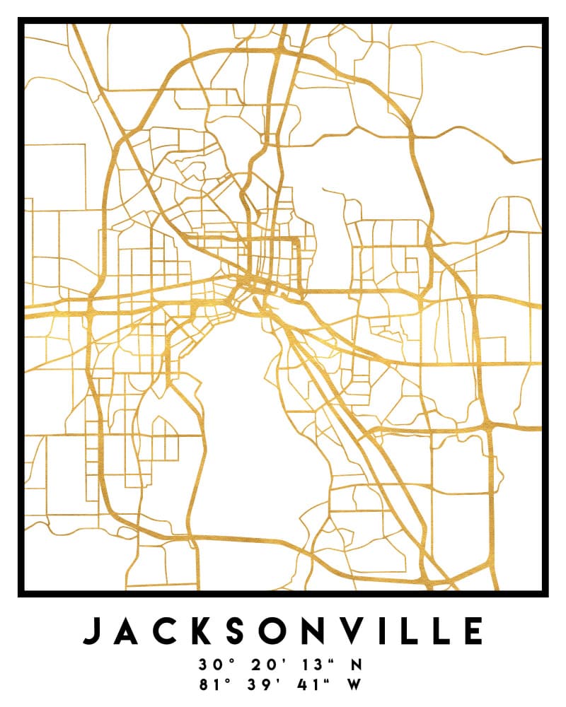 Golden Jacksonville Map by Emiliano Deificus — canvas wall art