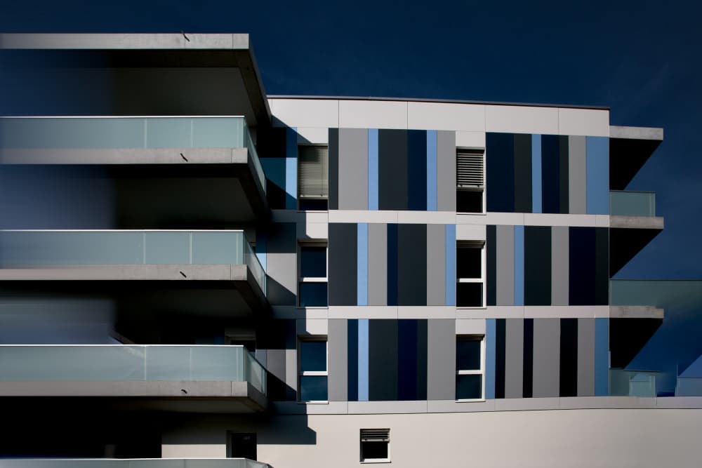 Modern Architectural Blues by Jois Domont ( J.L.G.) — canvas wall art