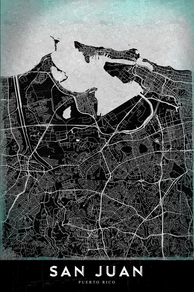 San Juan Puerto Rico Map by StudioSix — canvas wall art