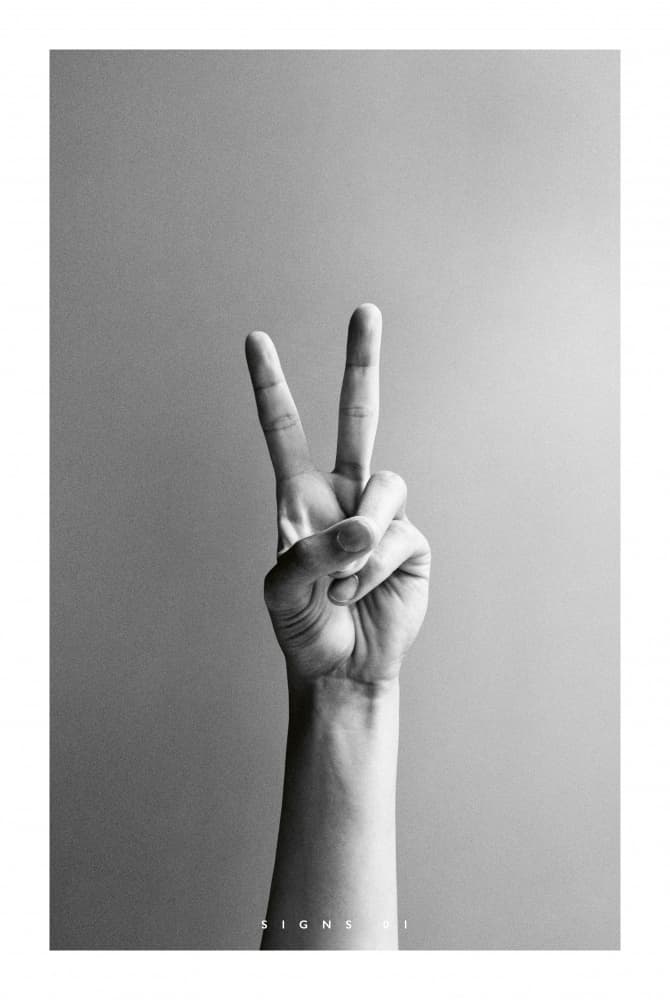 Monochrome Peace Gesture by Sarah Bühler — canvas wall art