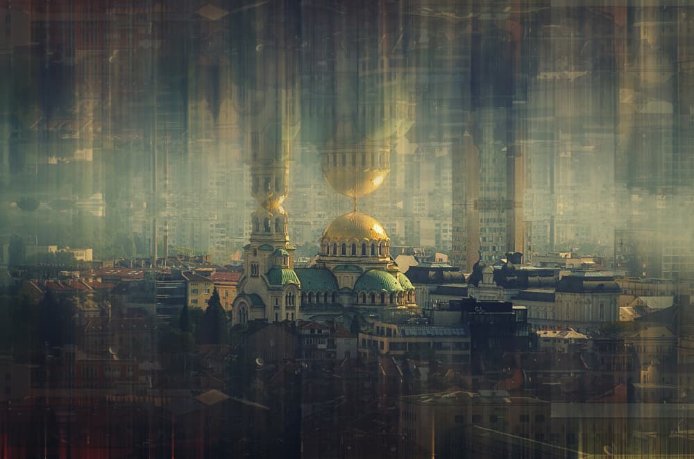 Golden Dome Cityscape by Desislava Ignatova — canvas wall art