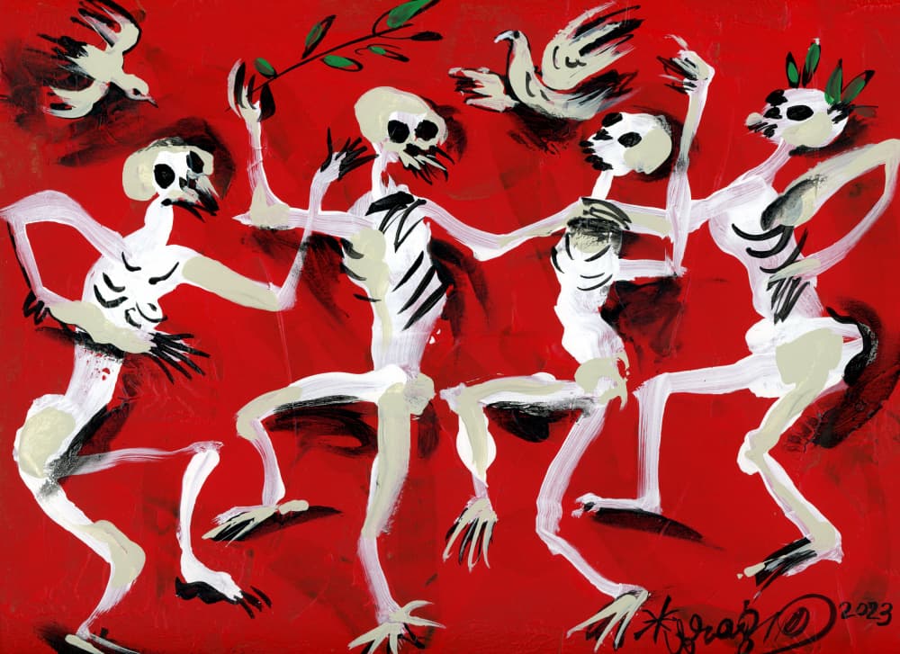 Skeletons Peace Dance by Kanat Ibragimov — canvas wall art