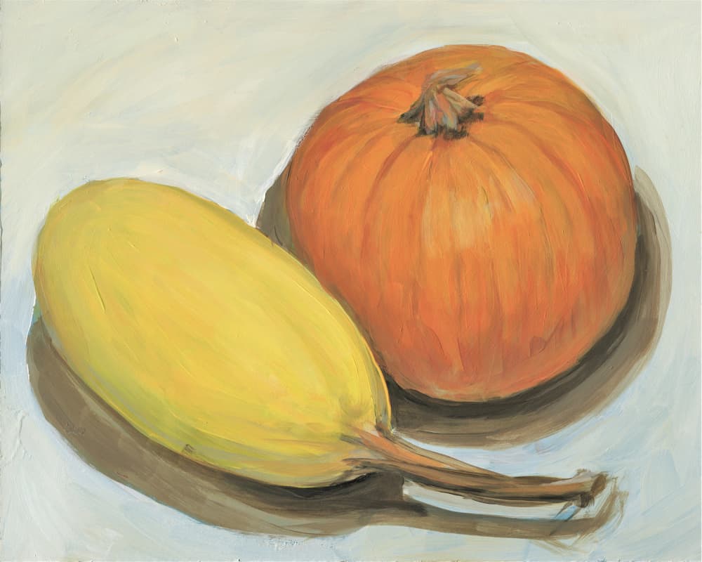 Pumpkin and Spaghetti Squash by Carrie Arnold — canvas wall art
