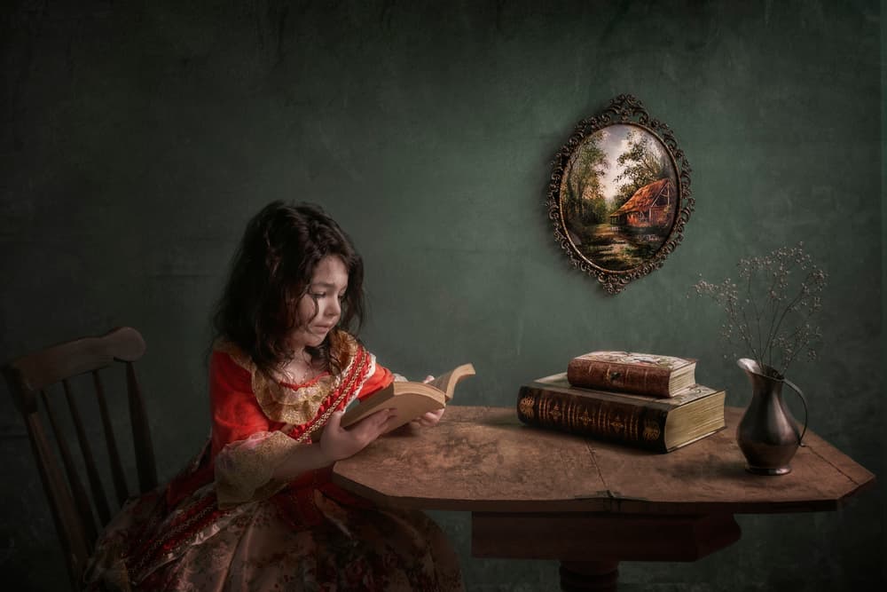 Vintage Girl Reading by Stephen Clough — canvas wall art