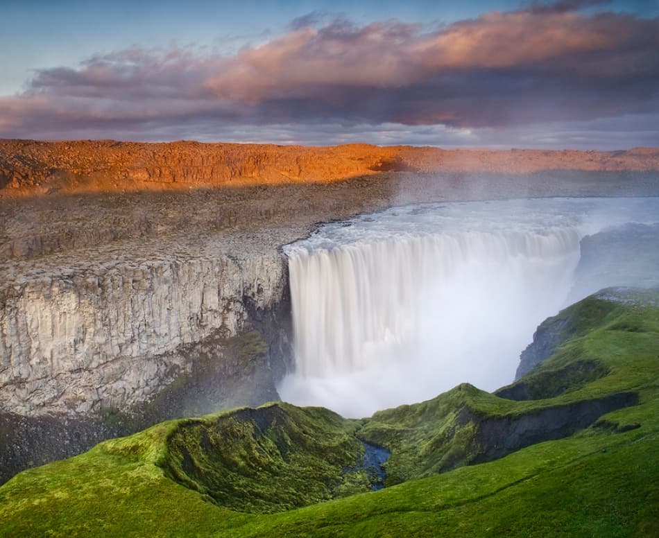Dettifoss Golden Sunset by Karsten Wrobel — canvas wall art