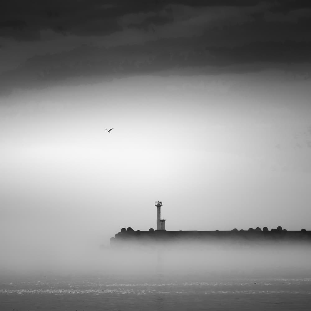 Misty Lighthouse Seascape by Takafumi Yamashita — canvas wall art