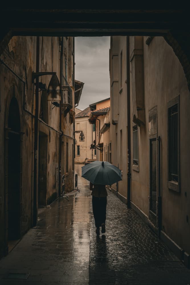 Rainy Old Town Walk by Tamami yoshida — canvas wall art